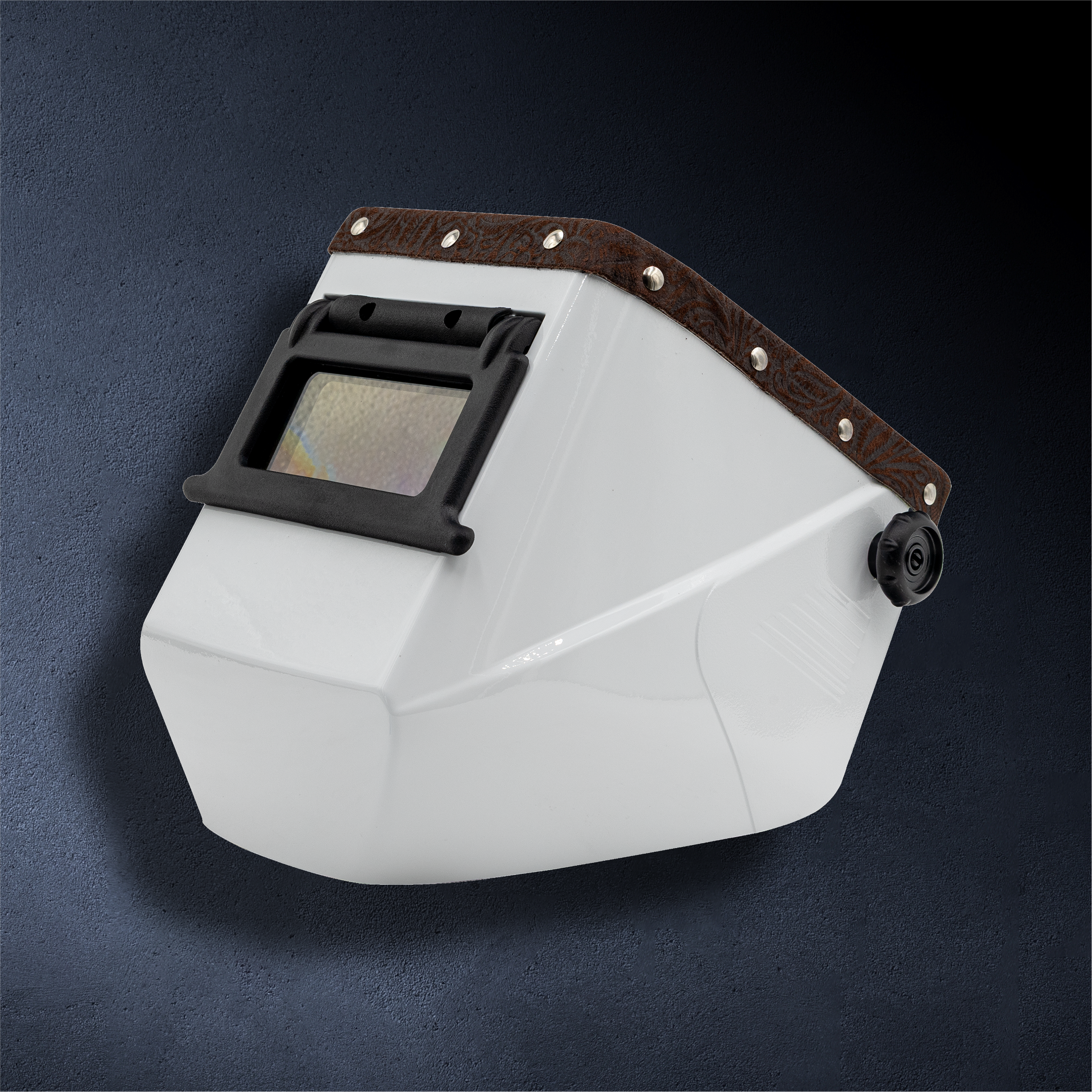 Jackson Safety White HSL-2 Passive Welding Helmet – Lift Front with Outlaw Leather Trim (Brown Floral)